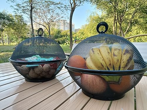Fruit Metal mesh 'basket's with Lid - Snacks Food Covers - (2 'baskets' + 2 Lids; 4 Pieces Total) - Cosy Home Interiors Fruit Metal mesh 'basket's with Lid - Snacks Food Covers - (2 'baskets' + 2 Lids; 4 Pieces Total) - Image 2