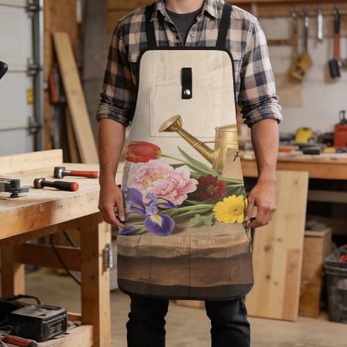 Delantal de trabajo para hombre con 9 bolsillos color negro miniatura 5