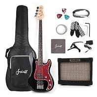 Full Size Electric Bass Guitar,Roasted Canadian Maple Neck,Mahogany Body,Genuine Rosewood Fretboard,All That Wood Are Very Stable,they Can Offer Good playability,Better for sound and easy to adjust the string height. 10 Watt Amplifier Have Rechargeab...