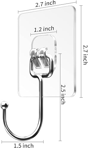 Miniatura 6 de Ganchos adhesivos grandes para colgar ganchos de pared resistentes de 22 libras, toallas autoadhesivas impermeables y transparentes para bolsas,