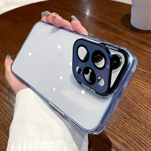 Étui coque iPhone 14 Pro Max avec support objectif verre transparent bleu Sierra