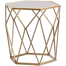 SEI Furniture - Joelle Geometric Accent Table - Gold - Transitional Design, Gold Metal - Ideal for Living Room, Bedroom OC2320