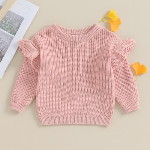 Newborn Baby Girl Cute Ruffle Sweater Toddler Long Sleeve Basic Candy Color Chunky Sweaters Fall Winter Clothes2