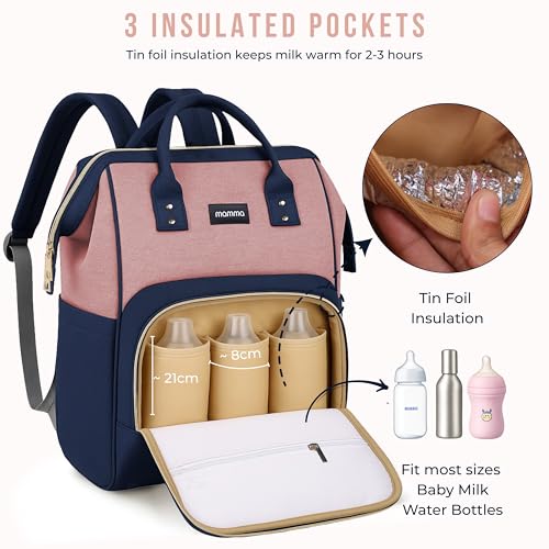 Image of MAMMA Diaper Bag for Mothers for Travel, Baby Bag for Mother Travel, Hospital Bag for Delivery Women, Baby Diaper Bag for Mom, 12 Pockets Diaper Bags for Mothers with 9 Months Warranty