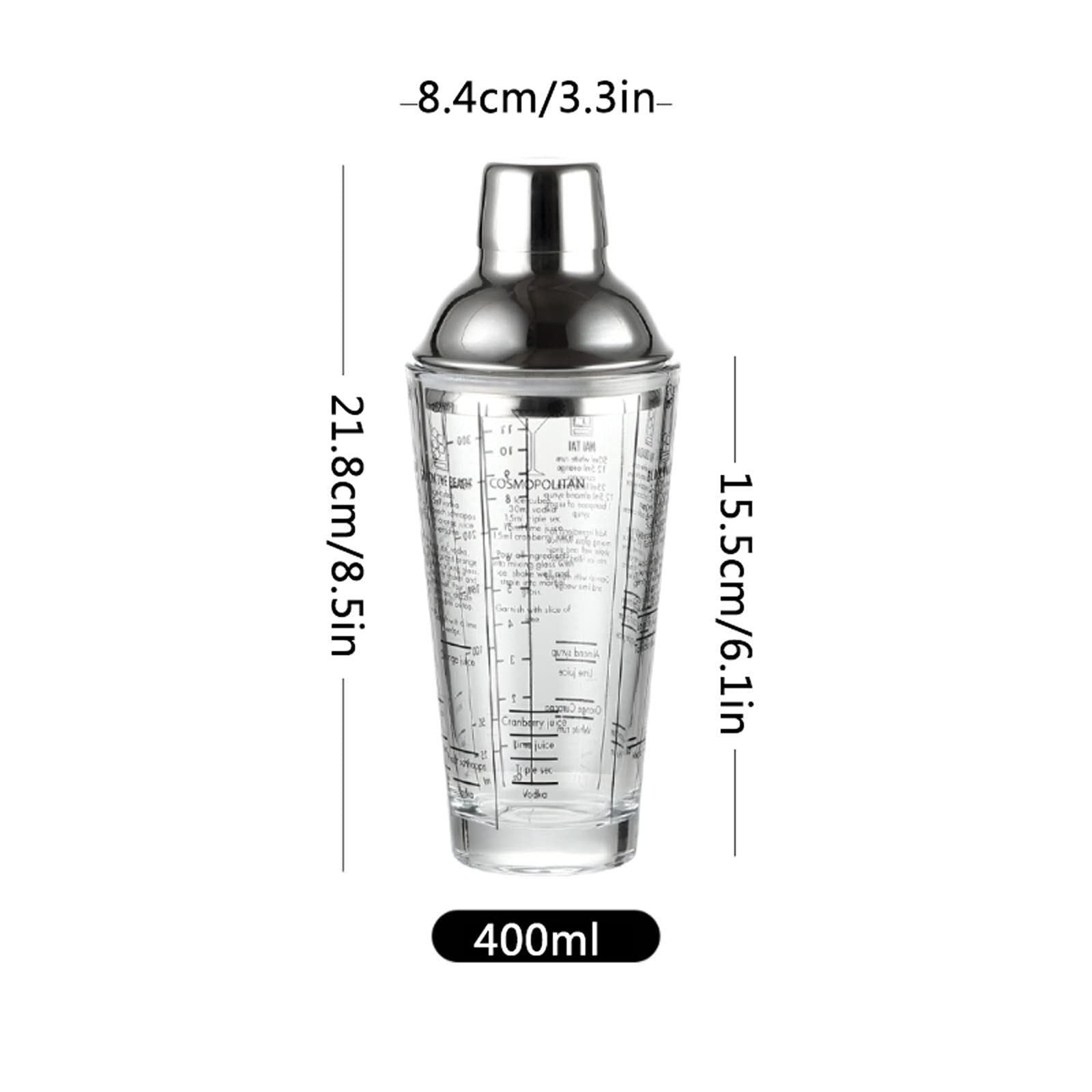 UXIYI Kit agitatore per Cocktail in Vetro, Miscelatore da 350 ml