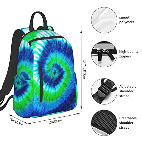 Blue-Green Tie Dye Backpack Compact Light 14.7 Inch Travel Bag Laptop Hippie Backpack Computer Bag For Men Women #TOP3