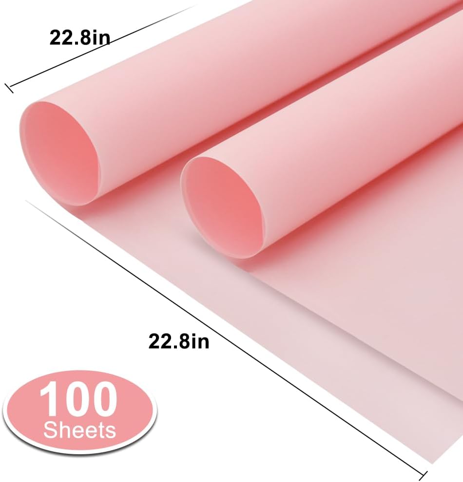 BEISHIDA 100 PCS Pink Floral Wrapping Paper-Matte Waterproof Flower Wrapping Paper Bouquet for Florist Supplies, DIY Crafts, Gift Packaging, Wedding, Birthday Gift