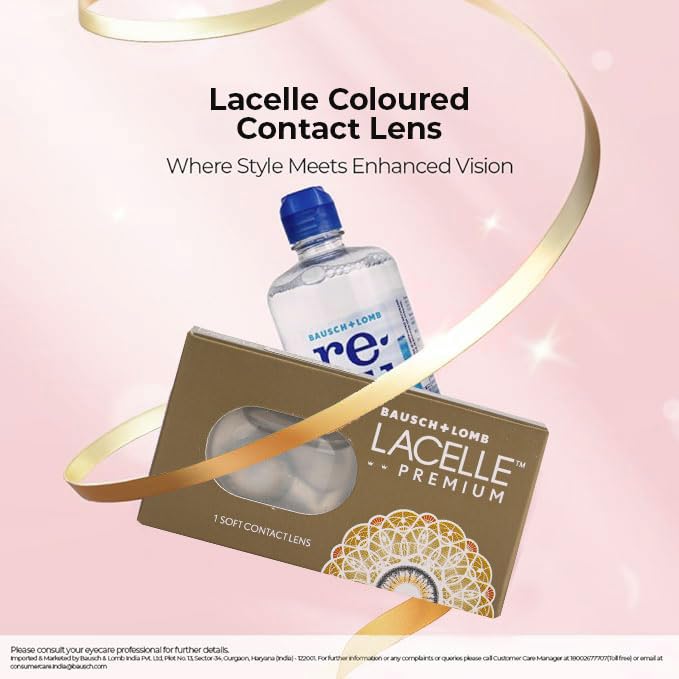 Image of Bausch & Lomb Lacelle Premium Color Contact Lens - (Brown) | with Power | Monthly Disposable| Hydrogel Material | (-2.5, Pack of 1)