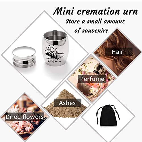 Small Keepsake Urns For Human Ashes - Set Of 6 - Share Urn With Family & Friends Mini Cremation Urns With Feather Seagull Pattern Stainless Steel Memorial Ashes Holder (6Pcs Urn) #TOP4