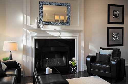 Decorshore 30" X 24" Glass Mosaic Framed Decorative Wall Mirror, Handmade Eclectic Accent Mirror, Unique Vanity Mirror (Sharkskin Silver) #TOP2