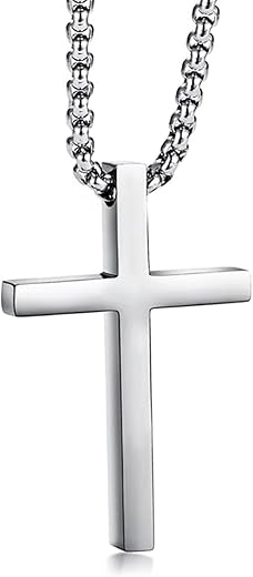 Peora Silver Plated Fancy Cross Pendant with Ball Chain Fashion Jewellery Gift for Men & Boys