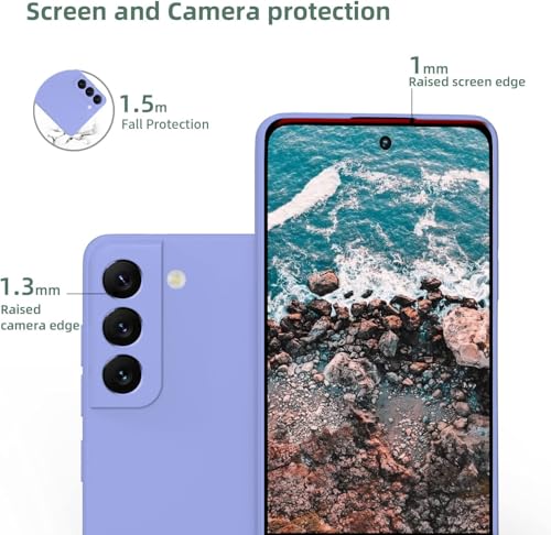Image of DIZORO Liquid Silicone Gel Rubber Shockproof Soft Microfiber Cloth Lining Cushion Cover Compatible for Samsung Galaxy S21 6.2inches (Purple)