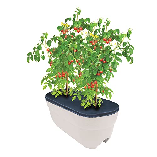 Emsco Group 2434-1 Bloomers Self-Watering 24" Weatherproof Resin 6" Railings – White Rain Planter Grow Box #TOP1
