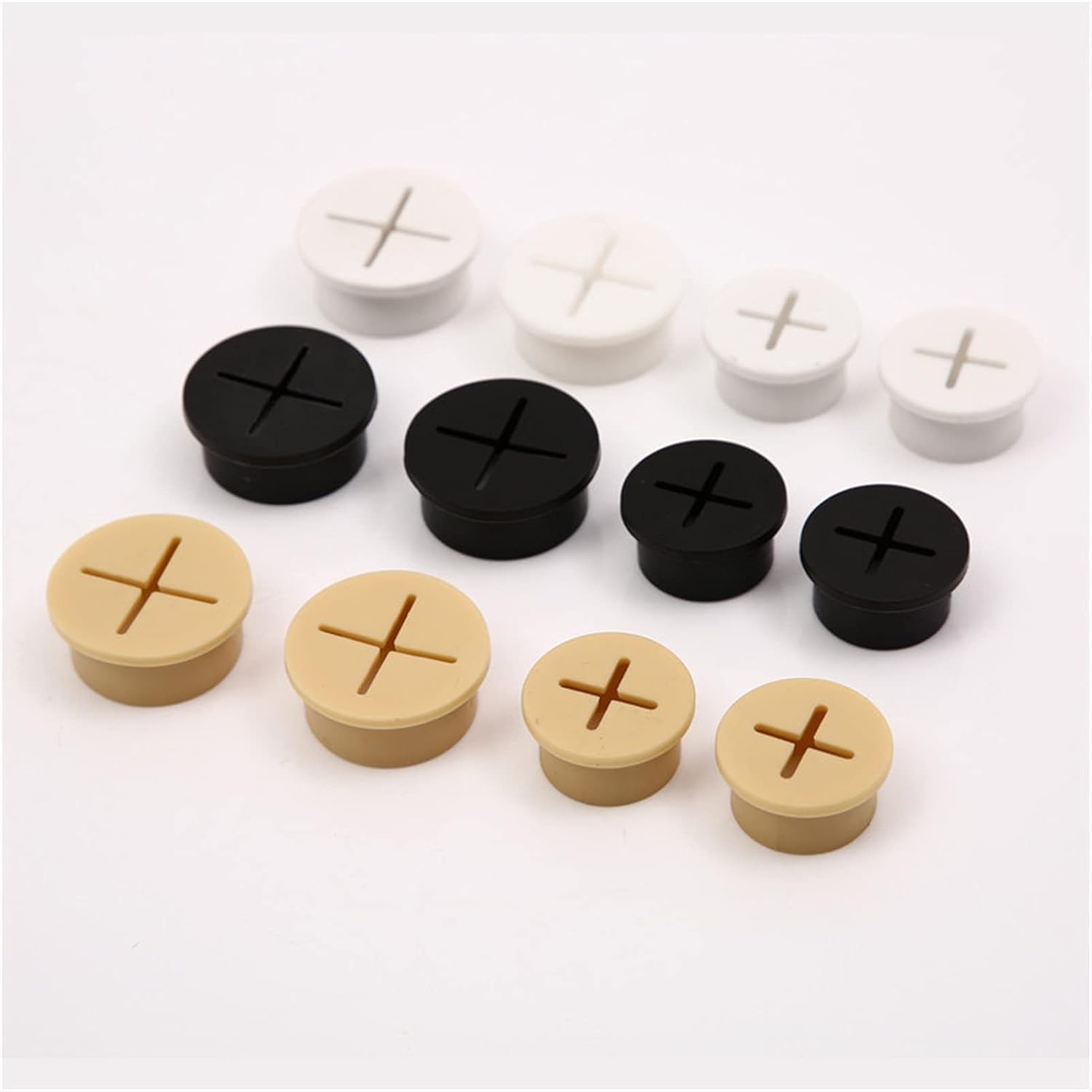 Przelotka biurkowa, 20 szt. elastycznych silikonowych przelotek do kabli i gumowych przelotek(Black,20mm)