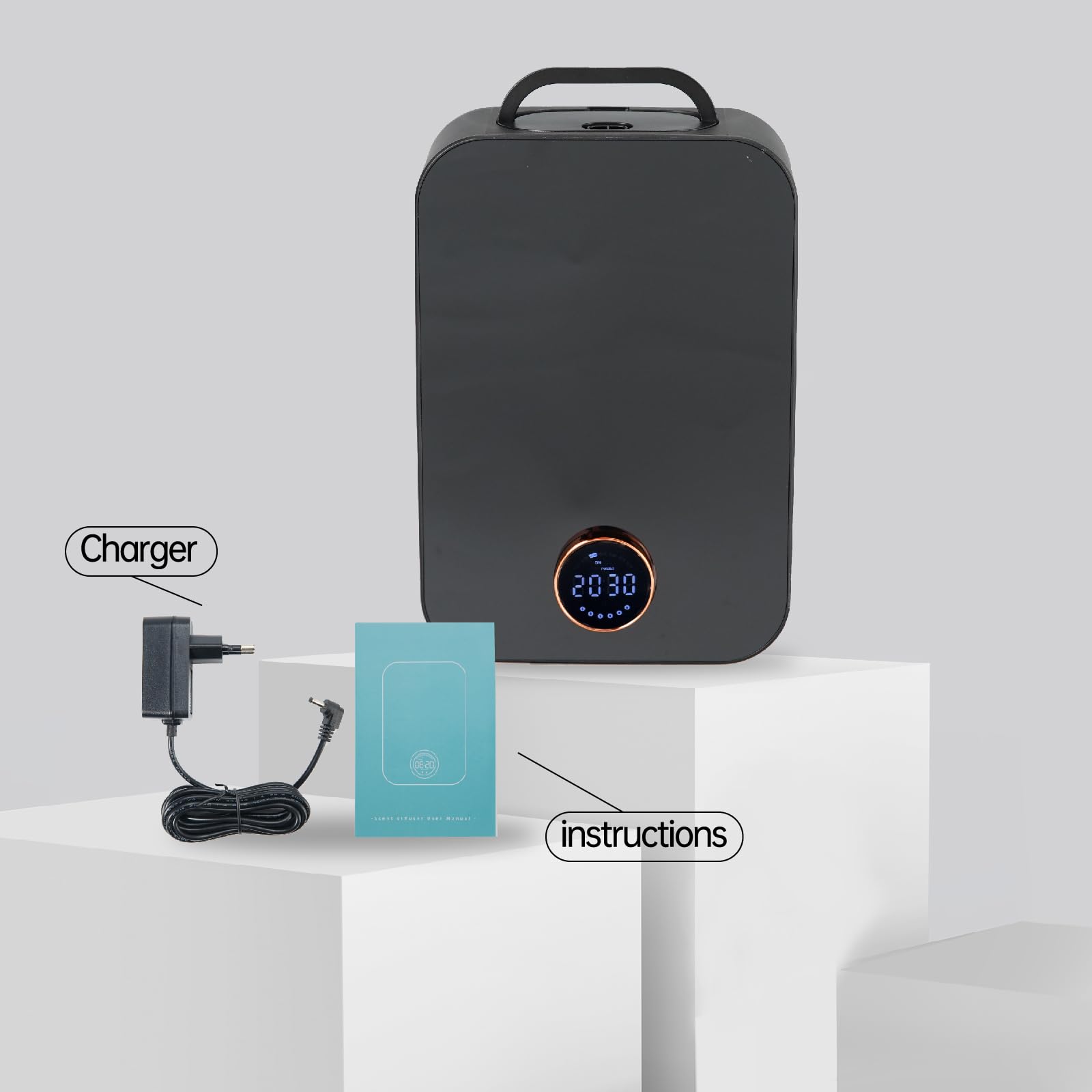 Diffuseur Parfum Maison – Montage Mural, Réglage par Minuterie, Machine D'arômes pour La Maison, l'hôtel, la Touche de Bouton/contrôle Bluetooth, diffuseur huiles essentielles(Noir)