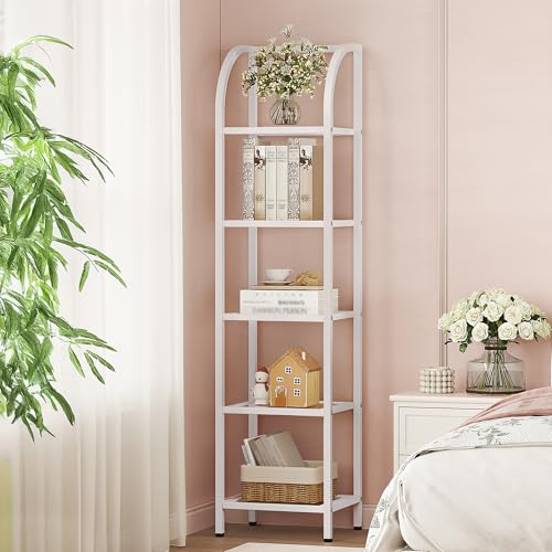 Hzuaneri Bookcase Bookshelf, Tempered Glass Arched Bookshelf for More Storage,