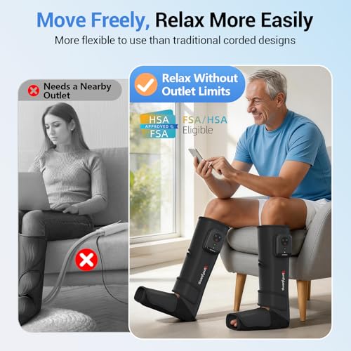 Image of Comfytemp Cordless Air Compression Leg Massager for Circulation and Pain Relief FSA, Portable Foot and Calf Compression Boots for Varicose Veins, HSA Eligible, Ideal for Mom Dad (Fit Calf 13 inch~19 inch)