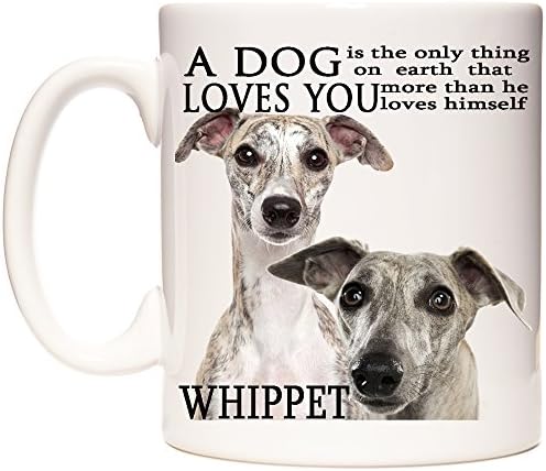 Whippet Mug, A Dog Loves You, Puppy Gift Mug. Ceramic Coffee Tea or Hot Chocolate Mug