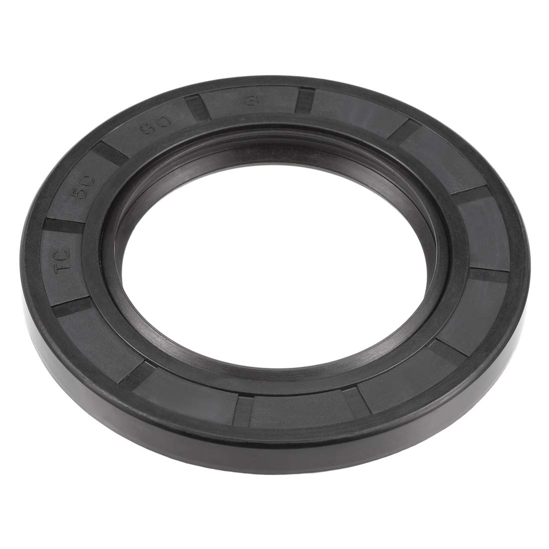 uxcell Oil Seal, TC 50mm x 80mm x 8mm Nitrile Rubber Cover Double Lip with Spring for Bearing Shaft, Black Pack of 1