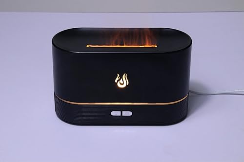 Miniatura 9 de Difusor de aceite esencial con efecto de llama, negro, luz LED de estado de ánimo, control de 2 botones