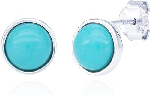 Miniatura 1 de BLUEJOY Pendientes de tuerca de plata de ley  brillantes pendientes de imitación de corte redondo solitario de diamante cúbico