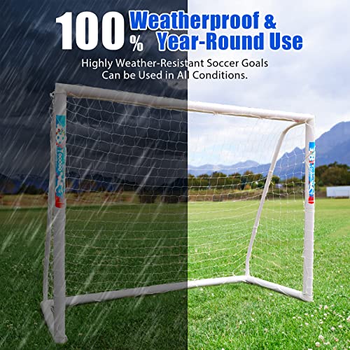 Googo Portable Soccer Goal With Strong Pvc Frame, 6X4Ft/ 8X6Ft Soccer Net With Carry Bag, 2 High-Strength Nets, Quick Set-Up, Weatherproof Soccer Training Equipment For Kids And Adults For Backyard #TOP3