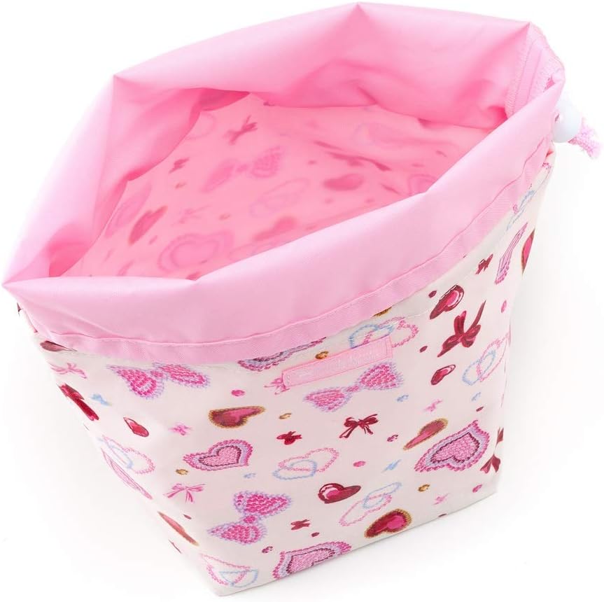 Anywhere Confidence Deodorant Diaper Pouch Drawstring Type Heart and Ribbon Glitter byu-texi-sukea- · WHITE b1102300 Made in Japan