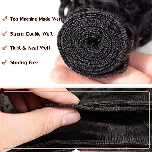 Deep Wave Human Hair 3 Bundles Brazilian Virgin Hair Weave Bundles Deep Curly 12A Grade Unprocessed Hair Extensions Natural Black 10 12 14 Inch 100G/Pc #TOP2