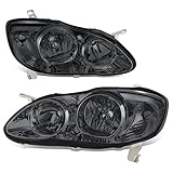 Auto Dynasty Factory Style Headlight Assembly Lamps Compatible with Toyota Corolla E120 2003-2008, Driver and Passenger Side, Smoked Lens Clear Corner