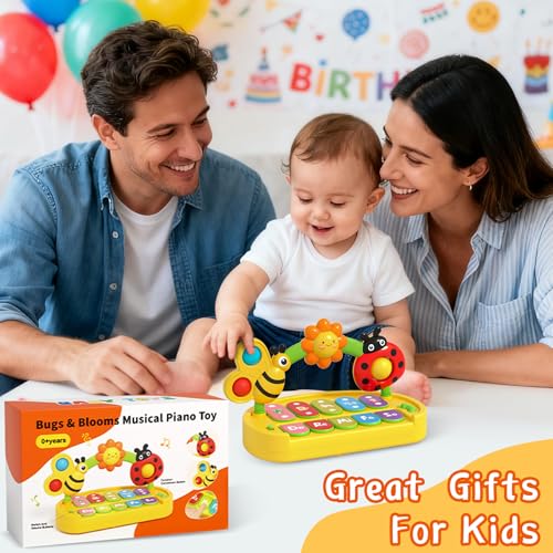 Baby Piano Toy 6-12 Months Light Up Music Keyboard Baby Toys for 3 6 9 12 18 Months with 4 Modes, Infant Educational Early Learning Toys, Small Musical Piano Toy 1 Year Old Boys Girls Gift - Image 3