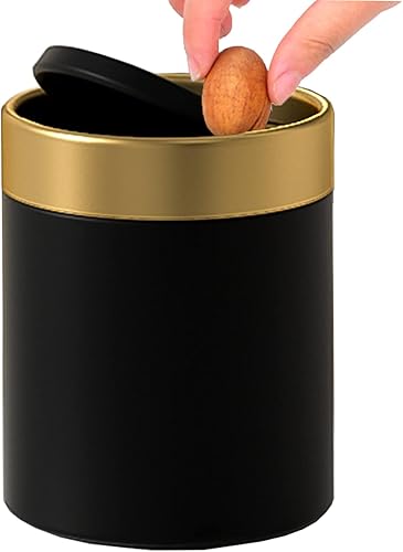 Mini bote de basura con tapa, pequeño cubo de basura de metal, mini cubos de basura para encimera para escritorio, automóvil, oficina, cocina, cubo