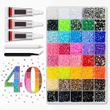 KORVORIA Strass 3 mm, Bedazzling Kit de 32000, 40 Couleurs, Strass Plats...