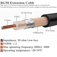 TUOLNK SMA Stecker auf N Stecker RF Koaxial Koaxialkabel RG58 Antennen Koaxialkabel SMA Stecker auf N Stecker Verlängerungskabel für Wi Fi Funkgeräte/GPS Antenne/HF Gerät 5 m – Ansicht 6