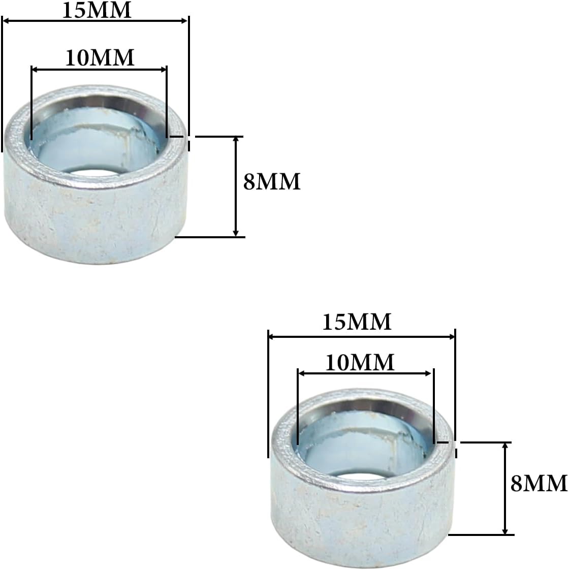 3/8" ID 10mm Motorycle Wheel Hub Axle/Bolt Spacers 10mm / 15mm / 20mm /25mm - Pair For Vintage Bike Freewheel Hub Bicycle Bolt Nut (8mm)