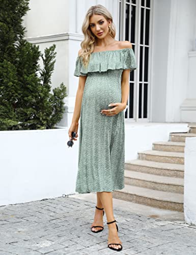 Image of Maternity Dress Women's Off Shoulder Split A Line Casual Maxi Dress Photography Dress for Babyshower