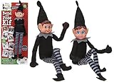 Elves Behavin Badly 12' Bendable Poseable Elf with Vinyl Head - Christmas Accessory (Black Elf - 1...