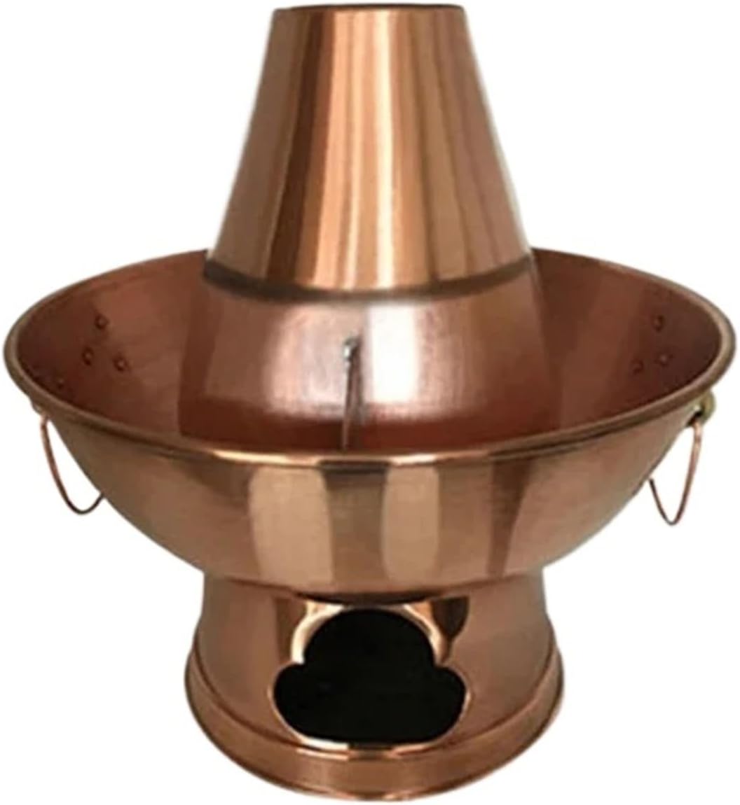Hot Pot Red Copper Thickened Double Flavor Pot Old Beijing Stove Instant Boiled Mutton Charcoal Manual Copper Hot Pot Copper Hot Pot Copper Pot(36cm Double Pot)