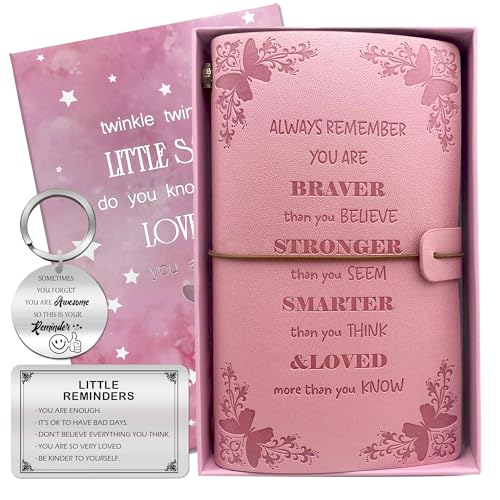 OMNIQI Regali ispiratori per ragazze, regalo segreto di Babbo Natale personalizzato per amiche, set regalo motivazionale rosa per donne, regalo di Natale, laurea, compleanno per figlia, migliore amica