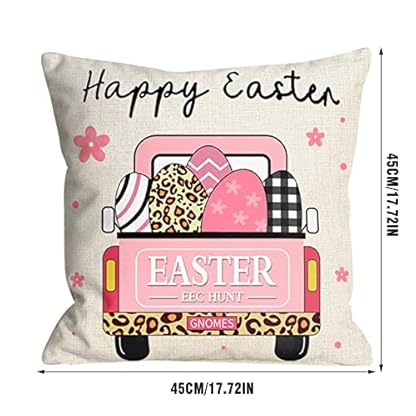 Generisch Kissen Ostern,Ostern-Bettbezug Leinen Dekokissen Cases Home Zierkissen & -HüLlen Osterdeko Modern Baumwolle Leinen Sie KissenbezüGe (40 X 40 cm, Grau Kaninchen) 4pc – Bild 7