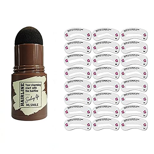 Brow Stamp Shaping Kit Eyebrow Definer - Eyebrow Stamp Waterproof, Eyebrows Grooming Stencil Kit, 24 Pcs Women'S Eyebrow Print Shaping Tool Eyebrow Definer for Grooming and Drawing Brows (BLACK)