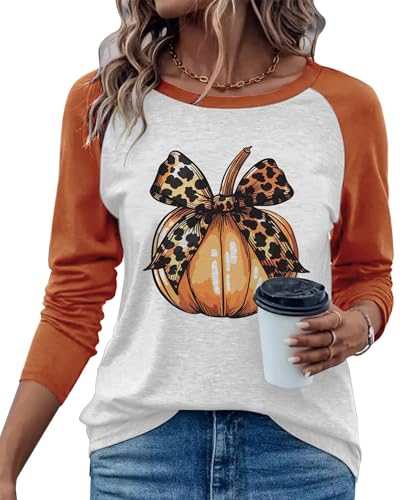 Thanksgiving Shirts for Women Vintage Thanksgiving Graphic Tees Funny Long Sleeve Halloween Shirt Casual Fall Tops Shirt