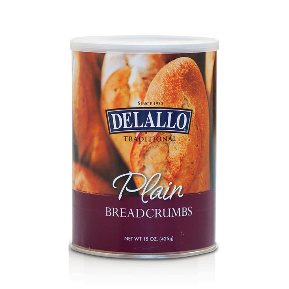 DeLallo Plain Traditional Bread Crumbs, 15oz Container, 6-Pack