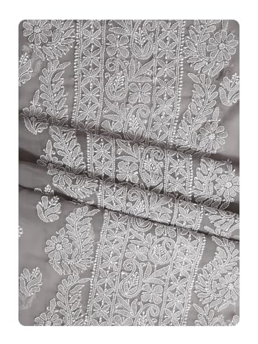 Image of Ada Hand Embroidered Lucknowi Chikankari Unstitched Georgette Salwar Suit with Dupatta for Women - Dress Material 3990
