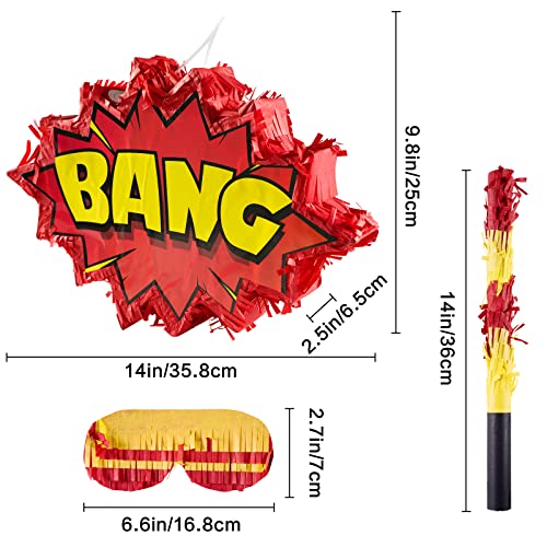 Hhlcwa 3 Pack Comic Hero Pinata, Red Bang Pinata With Stick And Blindfold Mask Party Prop Game For Kids Boys Girls Comic Hero Theme Party Decorations Supplies #TOP2