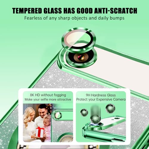 Image of Misscase for iPhone Air Magnetic Glitter Case Compatible with MagSafe,Full Protection Slim Shockproof Case with Camera Lens Protector Plating Bling Cover Case for iPhone 17 Air 6.5 inch Green