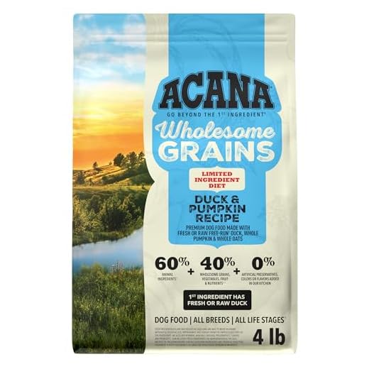 ACANA Wholesome Grains Dry Dog Food Limited Ingredient Duck & Pumpkin Recipe 4lb Bag