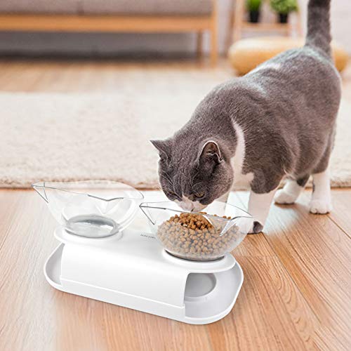 Cat Food Bowls Double Raised - Dorakitten Cat Feeding Bowl Double Kitten Dishes Kitty Water Feeder Raised with Stand for… - Image 2