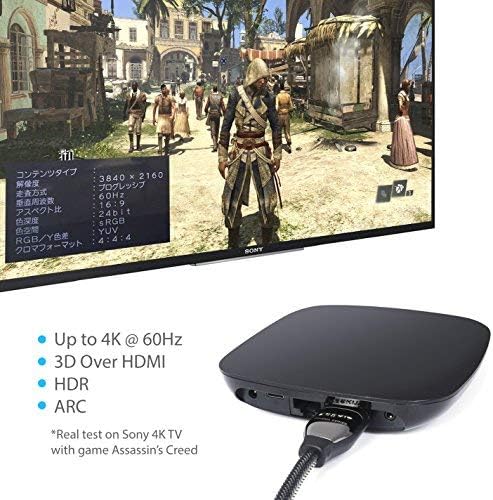 Zeskit HDMI Cable 3ft/ 1m (4K 60Hz HDR UHD 4:4:4 HDCP 2.2) HDMI 2.0 High Speed 18Gbps - 3D ARC Ethernet 2160p 1080p - Compatible with Samsung Xbox Playstation PS3 PS4 nVidia Apple TV Fire TV Netflix