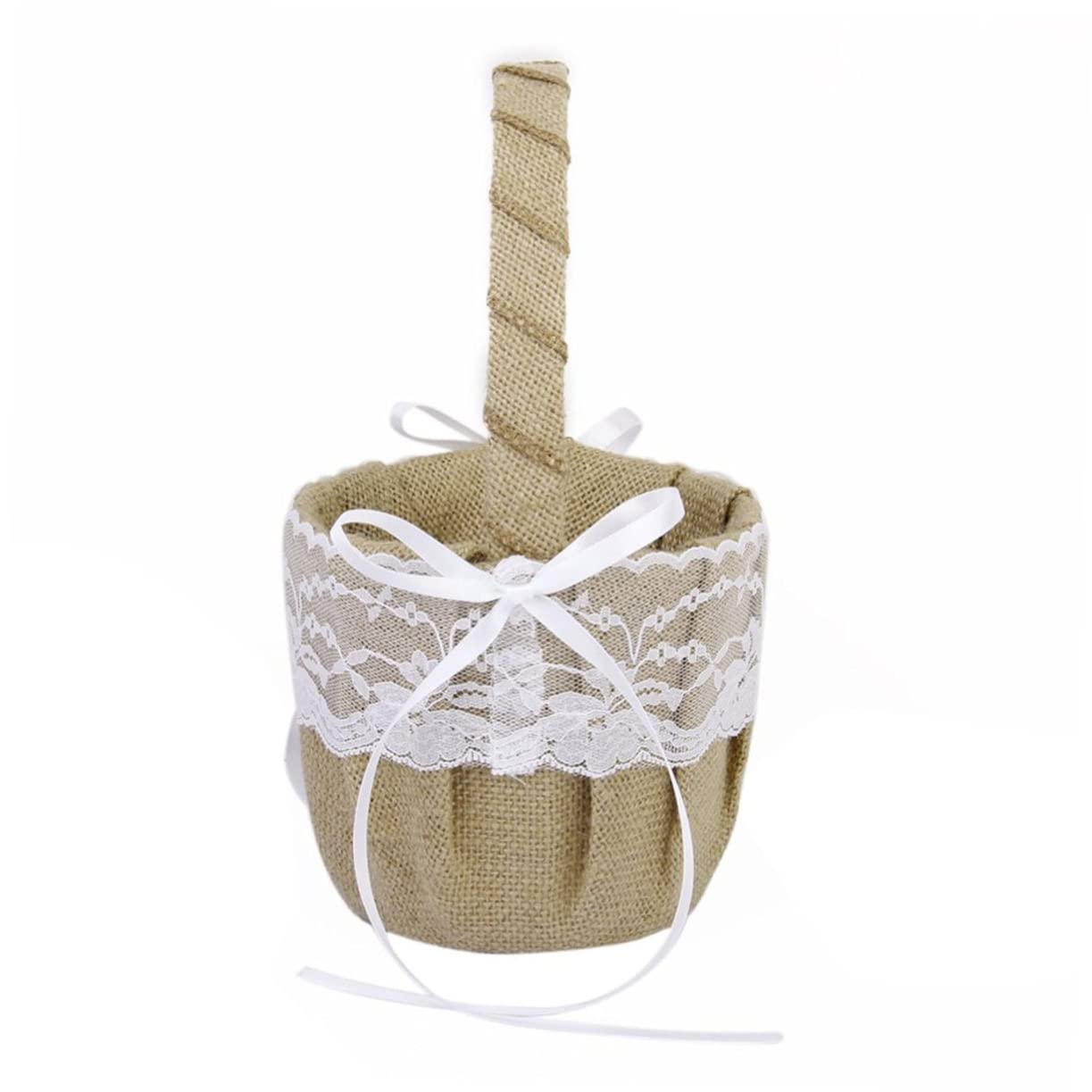 Ciieeo Set Di 2 Cuscini Portafiori in Iuta E Pizzo Da 6 Per Decorazioni Rustiche Da Matrimonio in Stile Country.