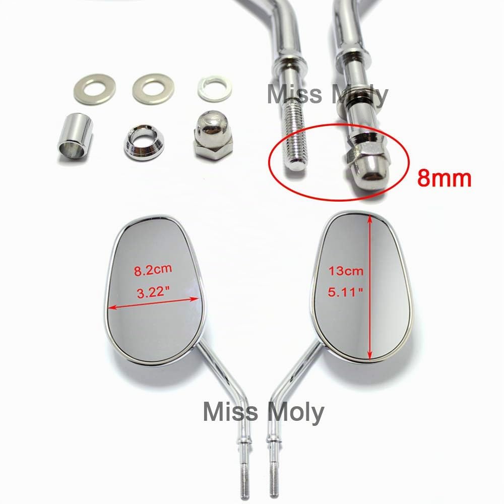 8mm Rétroviseurs de Moto pour Sportster 1200 XL883 Dyna Softail Breakout Road Glide Rocker(#2-Chrome)